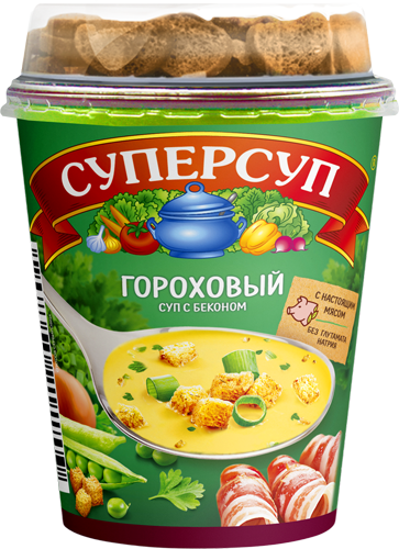 Суп моментальный в стакане Гороховый с беконом